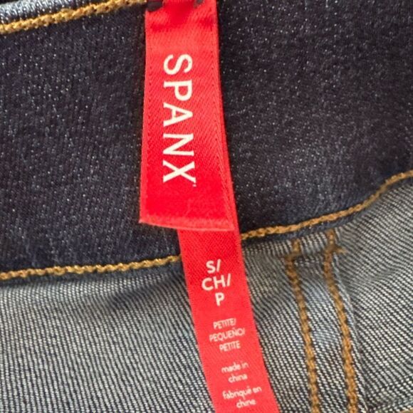 SPANX Blue Flare Wide Leg Stretchy Pull on Denim Jeans Size Small Petite - Picture 5 of 6